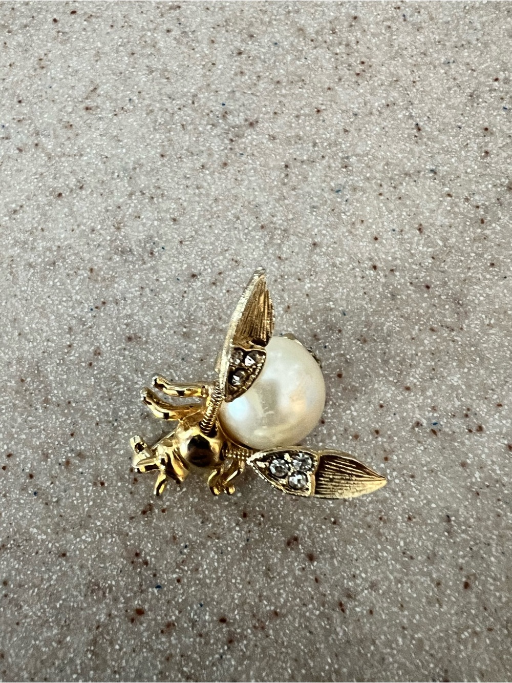 Joan Rivers Gold-Tone Bee Brooch with Pearl and Clear Crystals